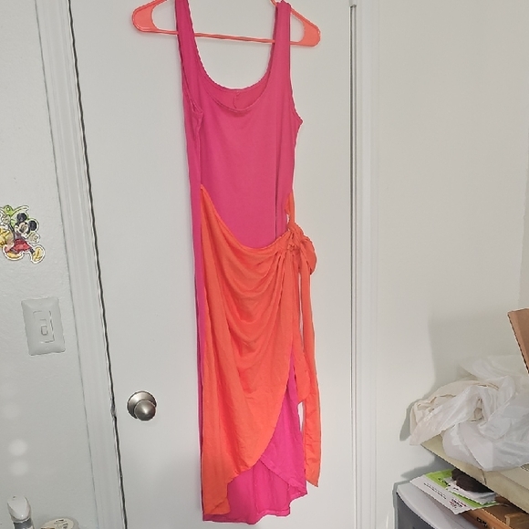 SHEIN Colorblock Pink and Orange Maxi Dress - Picture 1 of 1